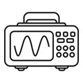 Digital oscilloscope showing sinusoidal signal icon