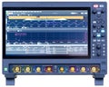 Digital oscilloscope is used by an experienced electronic engineer in the laboratory