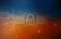 Technology security concept. Modern safety digital background.Digital Padlock on abstract technology background, Royalty Free Stock Photo
