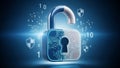 Digital padlock with binary code and network connections symbolizing cybersecurity digital lock Royalty Free Stock Photo