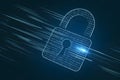 Padlock of binary numbers, slightly open, symbolizing cyber security and technology Royalty Free Stock Photo