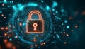 Digital Padlock, Cybersecurity And Data Protection Concept, Technology Abstract Background. Royalty Free Stock Photo