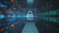 Digital Padlock & Data Protection Cybersecurity Network Concept Royalty Free Stock Photo