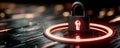 Digital padlock emitting red glow symbolizing advanced cyber security and protection Royalty Free Stock Photo