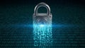 Digital padlock with glowing binary code background, cybersecurity concept Royalty Free Stock Photo
