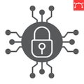 Digital padlock glyph icon, security and protection, encryption vector icon,