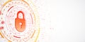 Digital padlock icon with binary code on light gradient background. 3D Rendering Royalty Free Stock Photo