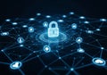 Digital padlock over global network security and data protection system concept Royalty Free Stock Photo