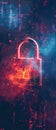 Digital padlock safeguarding data, cybersecurity emblem, soft glow, trusted defense , minimalist