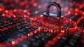 Data Security Padlock on Digital Binary Code Circuit Board Background Represents Cybersecurity Royalty Free Stock Photo