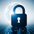 Digital padlock securing global network data Royalty Free Stock Photo