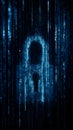 Digital Padlock Silhouette in Matrix Style Falling Code for Cyber Security Concept Royalty Free Stock Photo