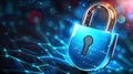 Cyber Security Padlock Digital Protection System for Network and Data Information Royalty Free Stock Photo