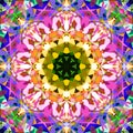 Digital Painting Abstract Colorful Floral Kaleidoscope Symmetrical Mandala Background