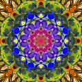 Digital Painting Abstract Colorful Floral Mandala Background