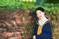 Digital painting Asian woman in Graduate dress Royalty Free Stock Photo