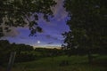 Digital painting background - moonrise over pasture