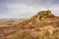 Digital painting of bleak winter panoramic view of Baldstone, and Gib Torr in the Peak District National Park Royalty Free Stock Photo