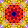 Digital Painting Abstract Colorful Floral Kaleidoscope Symmetrical Mandala Background