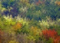 Digital Painting Abstract Chaotic Waves in Different Shades of Colorful Spring Tree Leaves Colors Background