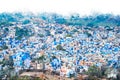 Digital painting of blue city, illustration of historic building for background. Jodhpur City in Rajasthan, India