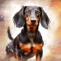 Digital Painting Of A Characterful Dachshund Portrait