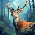 Vibrant Deer Illustration In Detailed Character Design Style