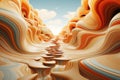 A digital painting of a desert with a pathway, AI