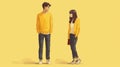 Digital Painting And Drawing: A Charming Sketch Of A Girl And Boy In Front Of Yellow Walls