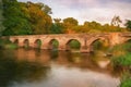 Digital painting of Essex Bridge Grade I packhorse bridge across the River Trent, Great Haywood, Staffordshire, UK
