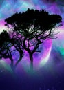 Colorful Vibrant Cosmic Trees