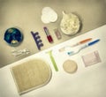 Digital painting-flat lay - bathroom stuff Royalty Free Stock Photo
