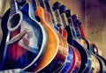 Digital painting - group of guitars in exposition