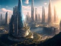 View of the futuristic city.