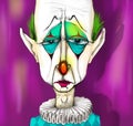 digital painting illustration of sad clown character