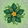 Digital painting leafy green star mandala