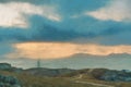 Digital painting of the Llanddwyn island lighthouse, Goleudy Twr Bach at Ynys Llanddwyn on Anglesey, North Wales Royalty Free Stock Photo