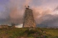 Digital painting of the Llanddwyn island lighthouse, Goleudy Twr Bach at Ynys Llanddwyn on Anglesey, North Wales Royalty Free Stock Photo
