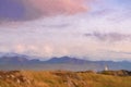 Digital painting of the Llanddwyn island lighthouse, Goleudy Twr Bach at Ynys Llanddwyn on Anglesey, North Wales Royalty Free Stock Photo