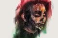 Digital painting of male zombie