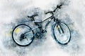 Digital painting of modern bicycle, watercolor style