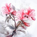 Pink Flowers In Watercolor Lifelike Renderings With Digital Art Techniques