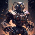 Digital painting of a retro style Robot. Created using Generative AI