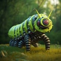 Hyperrealistic 3d Render Of Muscular Black And White Caterpillar