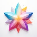 digital painting of a round corner colorful star on white background generative AI