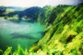 Digital Painting of Sete Cidades on Sao Miguel, Azores