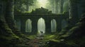 Enchanted Ruins In Ancient Forest: A Fantasy Art By Michael Komarck