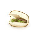 Taiwanese traditional steamed bun with braised pork and vegetable Gua bao, Taiwan food