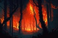 Digital Painting of Wildfire: Burning Forest and Trees in 4K with Raging Flames Perfect for Wallpaper and Backgrounds. AI