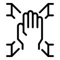 Digital palm scanning icon outline vector. Biometric scan Royalty Free Stock Photo